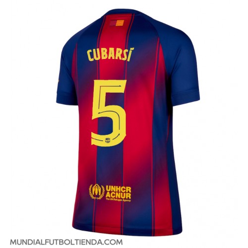 Camiseta Barcelona Pau Cubarsi #5 Primera Equipación Replica 2025-26 para mujer mangas cortas